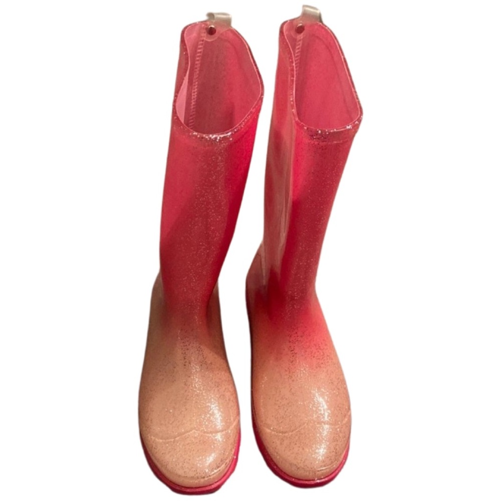 Women’s Joe Fresh Rain pink glittery boots. Size: 6